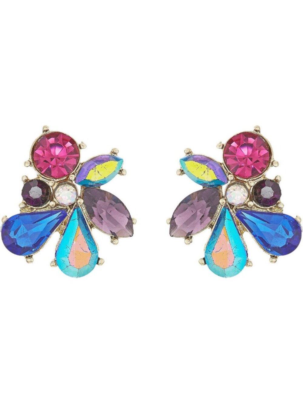 Chic Stone Cluster Button Earrings - Statement Jewelry for Any Occasion